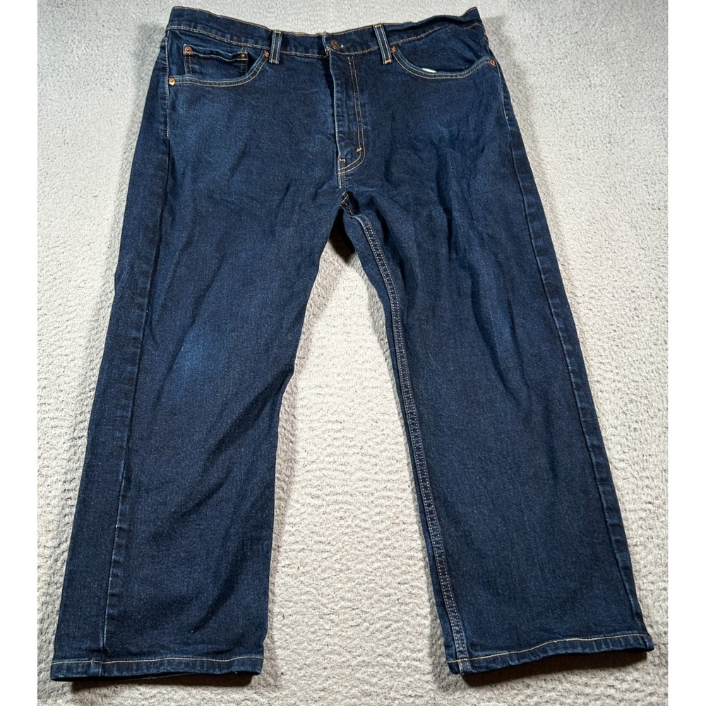 Levis 505 Jeans Mens 36 X 23 Blue Denim Logo‎ Medium Wash Straight Leg Mid Rise